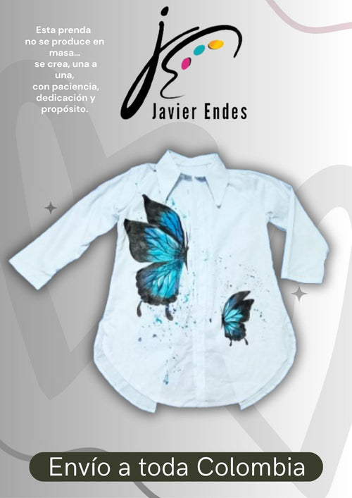 camisa mariposa azul
